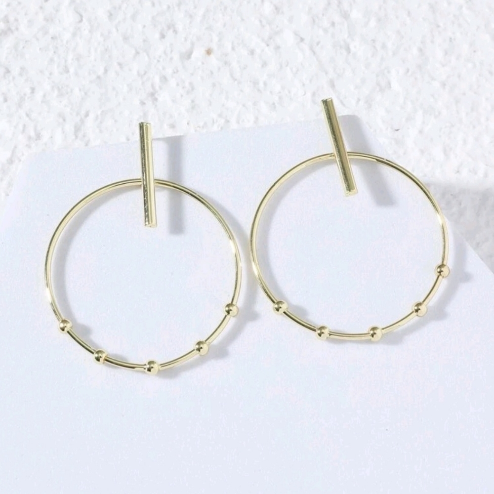 Gold Station Stud Earrings